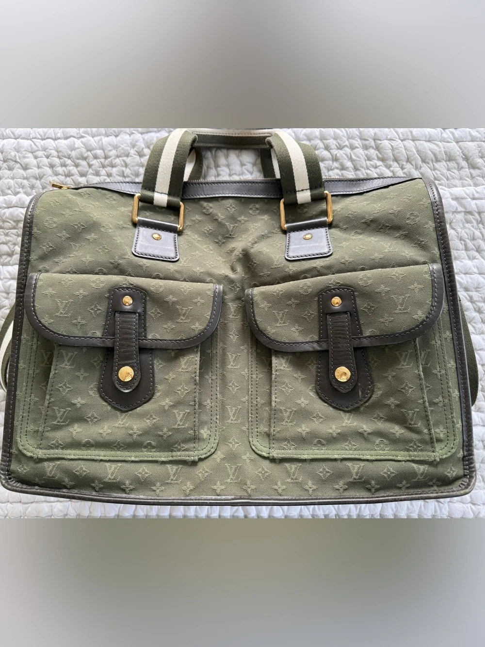 Louis Vuitton Olive Green Monogram Canvas Mini Lin Mary Kate Briefcase